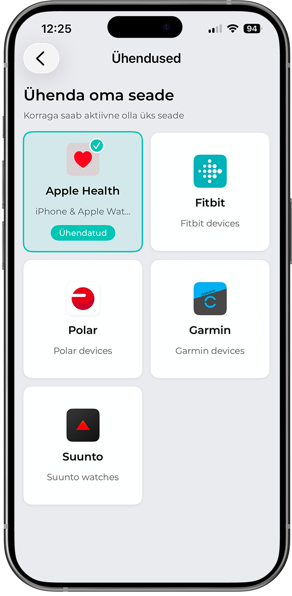 FitSphere äpi seaded nutikella ühendamiseks: Apple Health, Google Fit ja teiste ühenduste valik