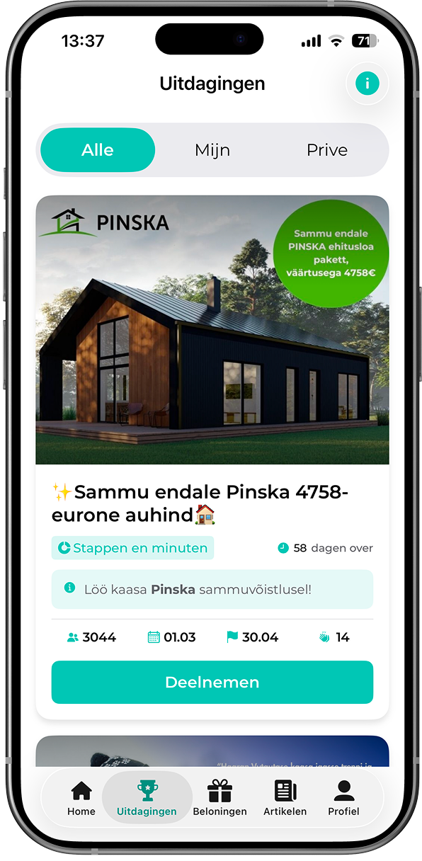 FitSphere äpp: avalike võistluste nimekiri ja liitumise võimalus